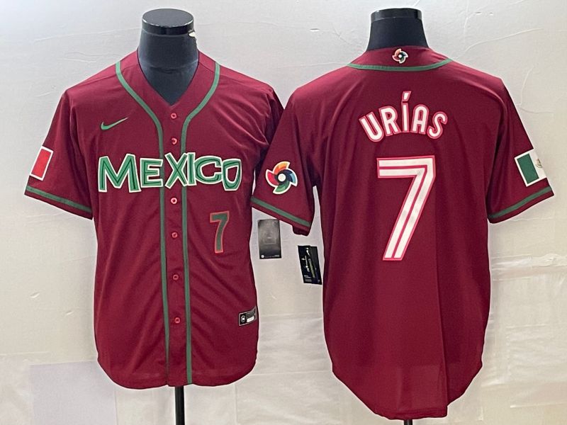 Men 2023 World Cub Mexico #7 Urias Red Nike MLB Jersey9